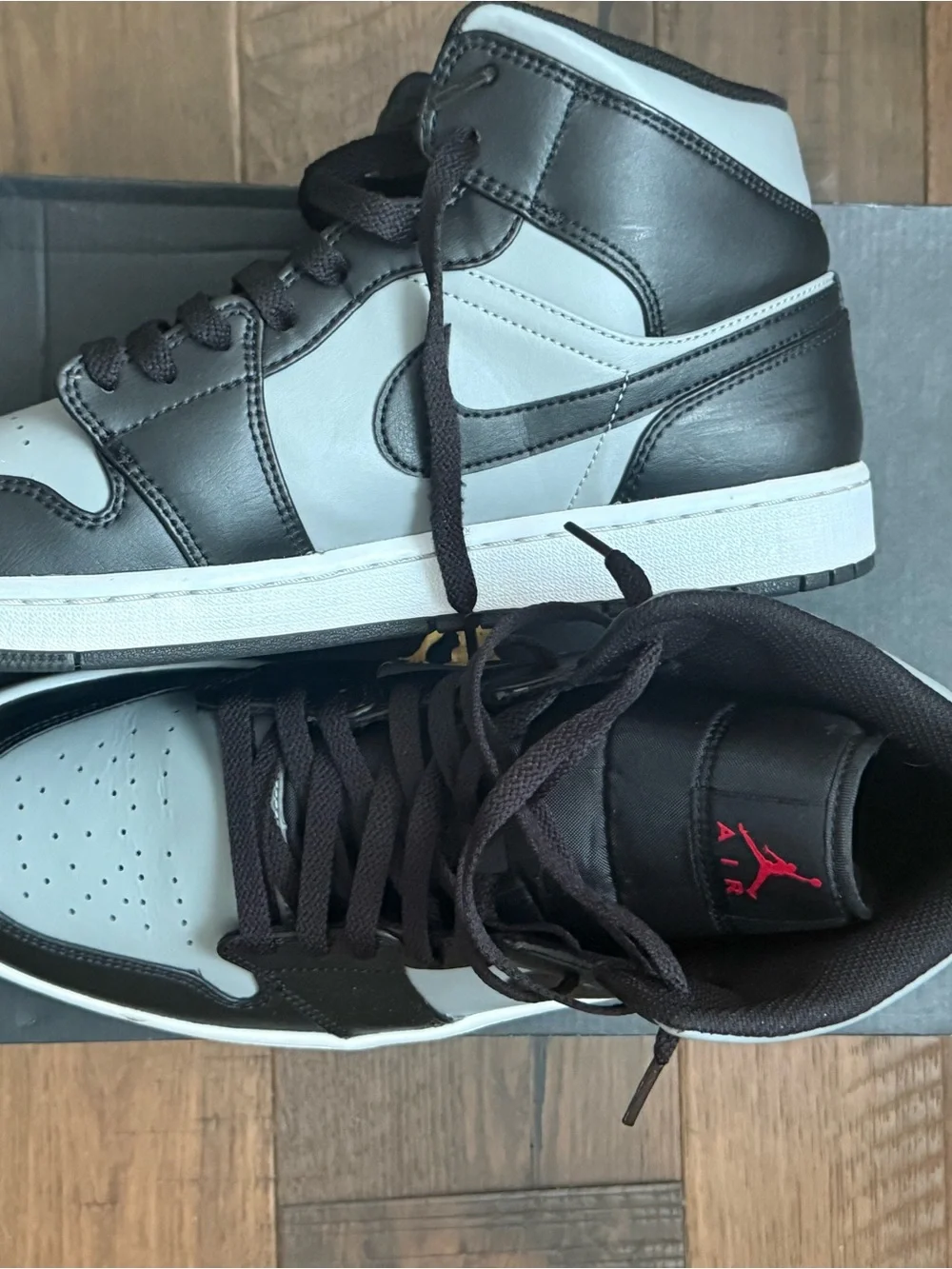 Jordan Men’s High-Top Sneakers - Black, Gray, Red Accents